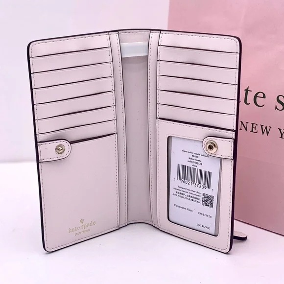 Kate Spade Rose Dana Large Slim Bifold Wallet - Picture 7 of 10